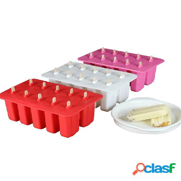 10 Grades Molde de Silicone Para Picolé Sorvete