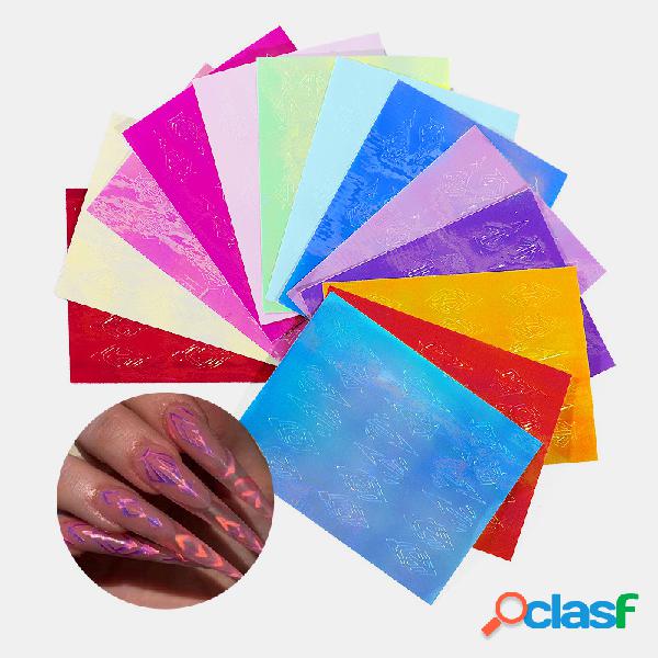 13 Cor Unhas Kit de Adesivos de Chama 3D Laser Curva de