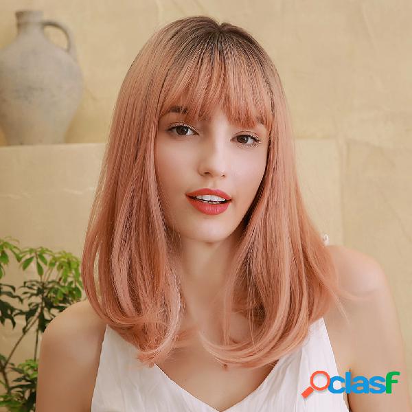 16 polegadas gradiente Rosa médio longo encaracolado Cabelo