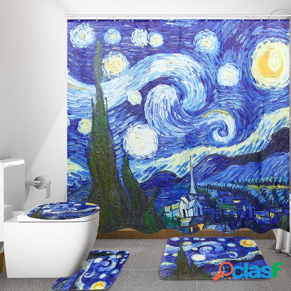 180x180cm A Noite Estrelada Padrão Banheiro Toldo Cortinas