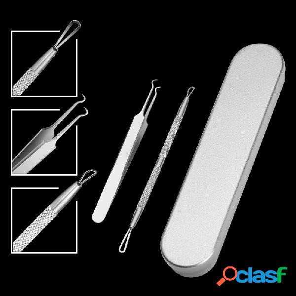 2 pcs de aço inoxidável extractor facial Blackhead Acne