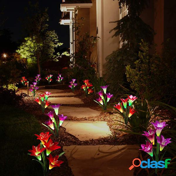 2 unidades 4LED de energia solar lírio lâmpada de estaca
