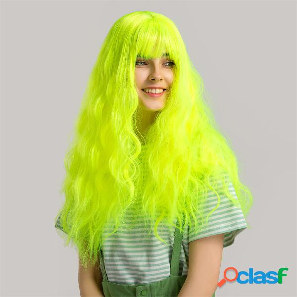 24 polegadas Verde Fluorescente Longo Encaracolado Cabelo