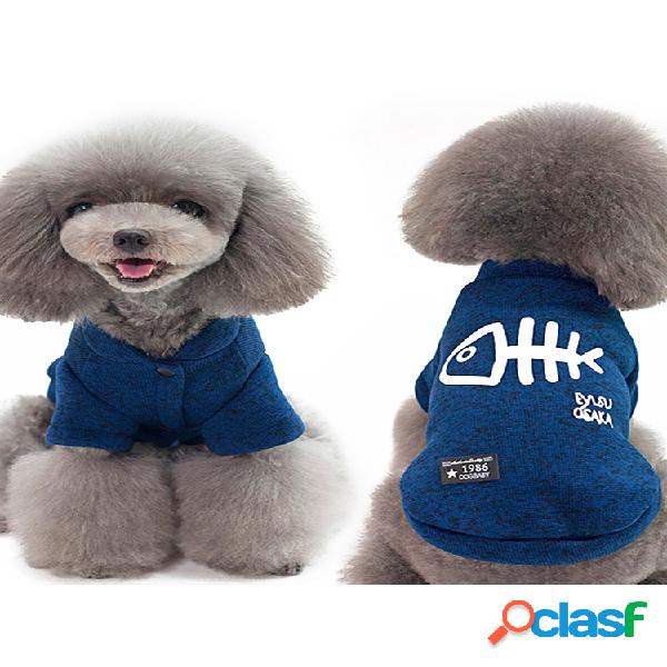 3 Cores Peixe Bond Padrão Pet Dog Cat Camisola Camisa Pet