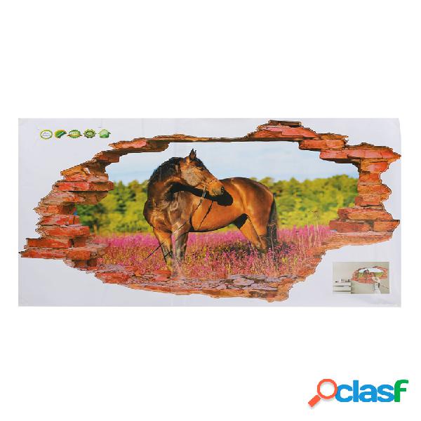 3D Parede Quebrado Padrão Cavalo Adesivos De Parede