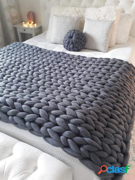 60 * 60cm Soft Cobertor de malha robusto para as mãos