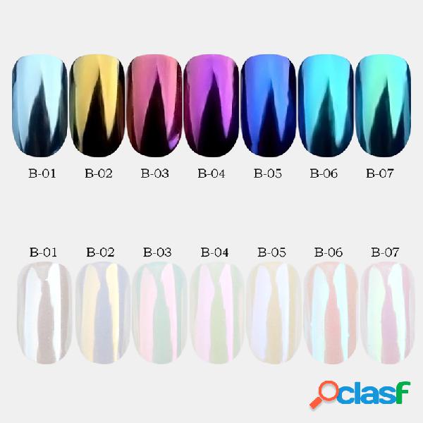 7 Cores Shell Unhas Espelho Em Pó Unhas Glitters Para DIY