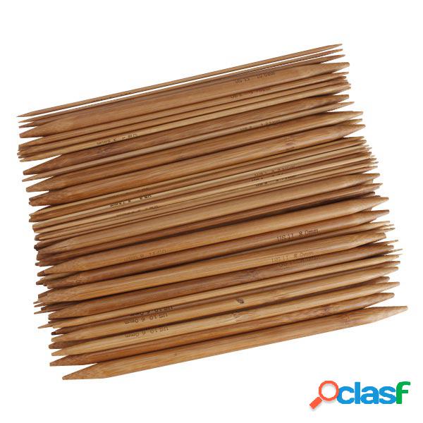 Agulha de tricô carbonizada de ponta dupla cabo de bambu de