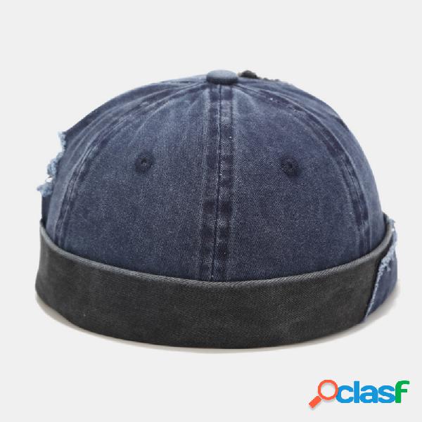Algodão masculino e feminino feito de remendo lavado, furo,