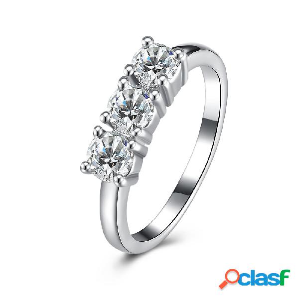 Anel de Casamento Doce Anel de Platina de Zircon para