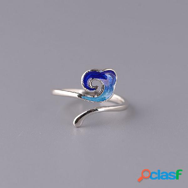 Anel de prata 925 prata queimado azul artesanal feminino