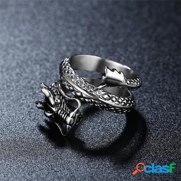 Anéis de dedo vintage chineses Dragão anéis de aço