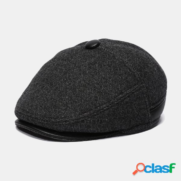 Beret de lã para homem Caps Plus Velvet Thick Orelha