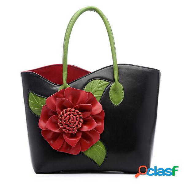 Bernice Bolsa Nacional Feminina Flor Decorativa PU Couro