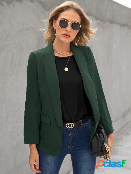 Blazer de mangas compridas com bolso verde Design lapela