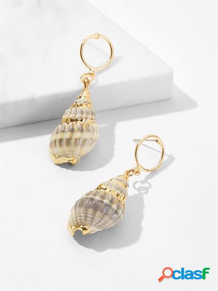 Bohemian Conch Pingente Brincos Metal Edging Shell Brinco