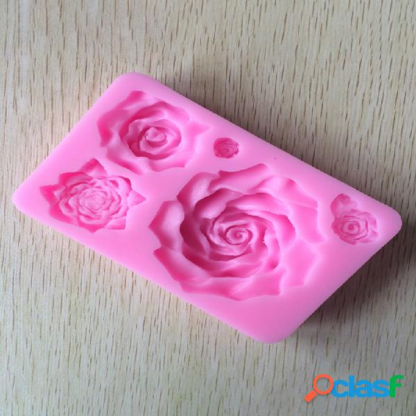 Bolo De Flor De Rosa De Silicone 5 Molusco De Molde De Molde