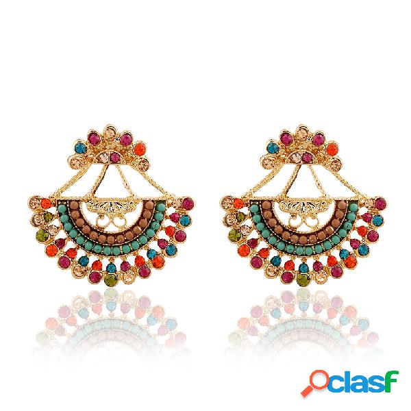 Boêmio Colorido Setor Brincos Semicírculo Strass Piercing