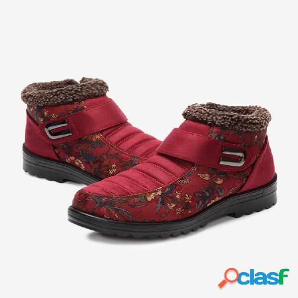 Botas Quentes com Sola Plataforma Decoração de Flor e