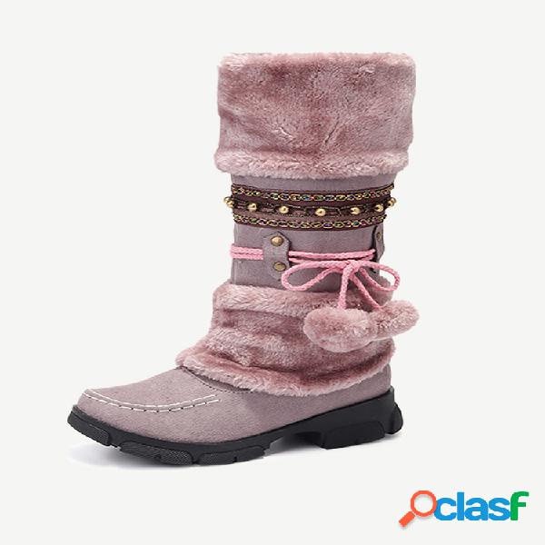 Botas Quentes com Strass Tamanho Grande Sem Cadarço Meado
