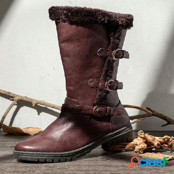 Botas altas femininas de inverno com zíper quente de