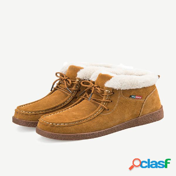 Botas casuais com cordões com forro de pele