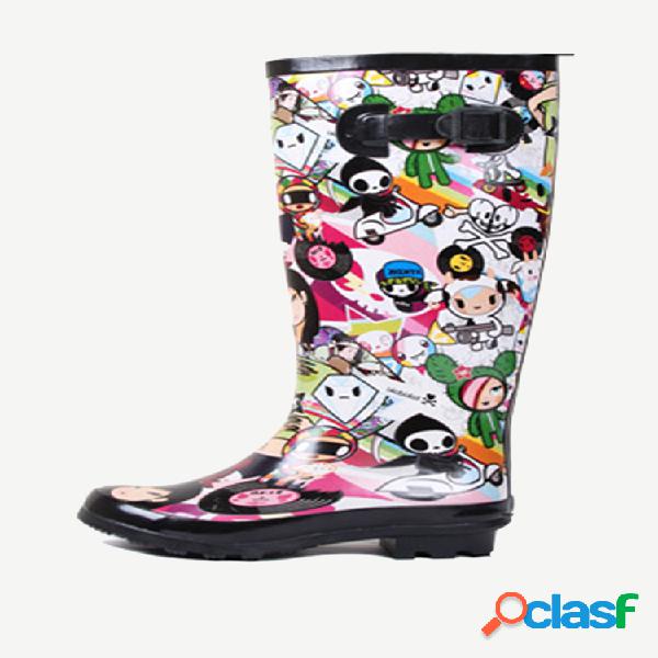 Botas de chuva femininas à prova d'água de meia