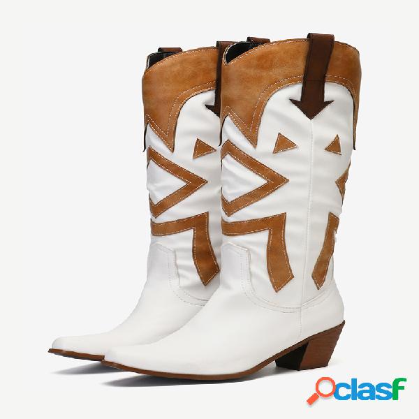 Botas de cowboy longas femininas de tamanho grande com