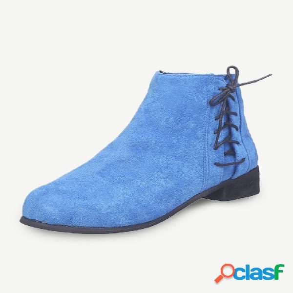 Botas de tornozelo com zíper azul para mulheres em camurça