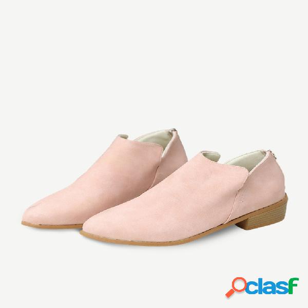 Botas de tornozelo de salto baixo para mulheres casuais de