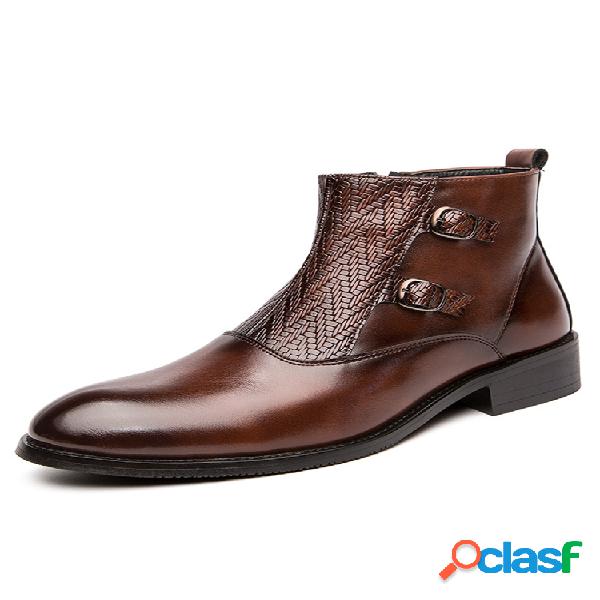 Botas femininas elegantes de monge duplo com zíper dentro