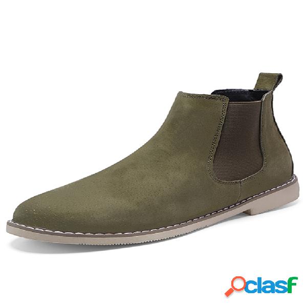 Botas masculinas Stylsih Microfibra Couro Antideslizante