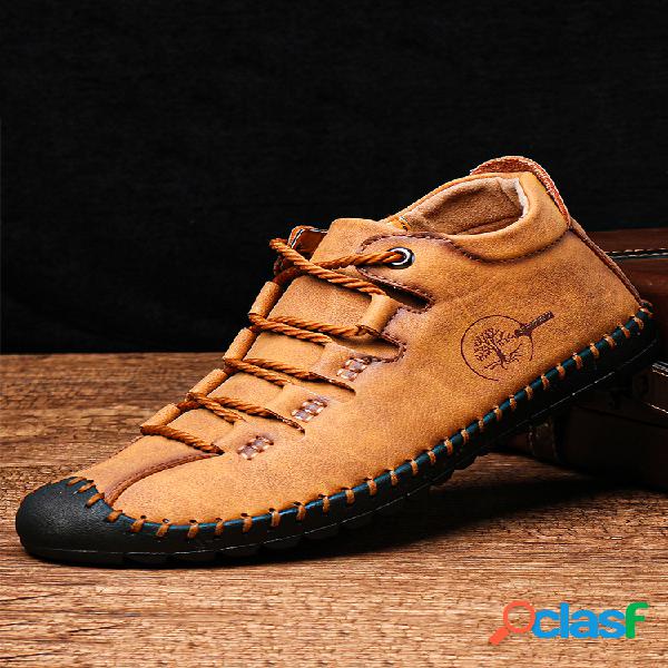 Botas masculinas com costura à mão e confortáveis Soft de