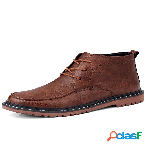 Botas masculinas de couro de microfibra antiderrapante