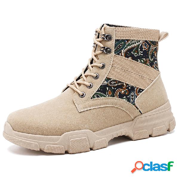 Botas masculinas estampadas de camurça botinas estilo