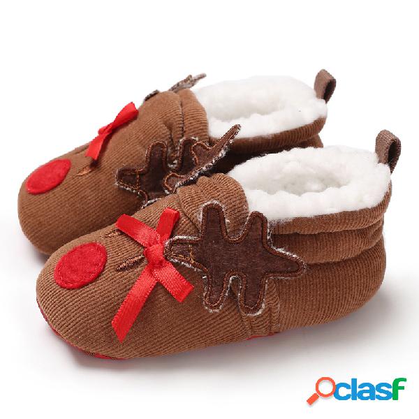 Botas para neve quente de Natal para bebês e sapatos de