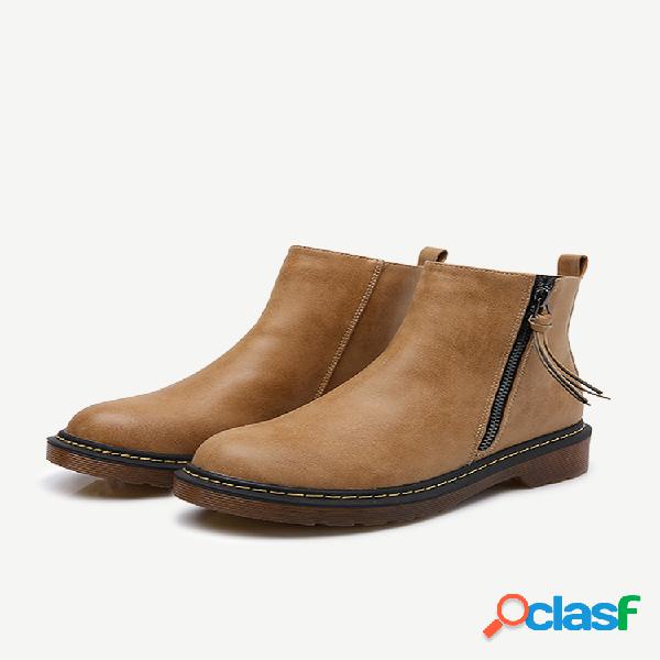 Botas para tornozelo feminina com costura de cor sólida e