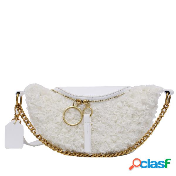 Cadeia de pelúcia para mulheres Bolsa Dumplings Messenger