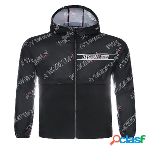 Camel Crown Mens Patchwork Logo Impresso Casaco impermeável