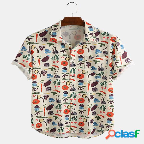 Camisas de manga curta com estampa de bolso no peito para