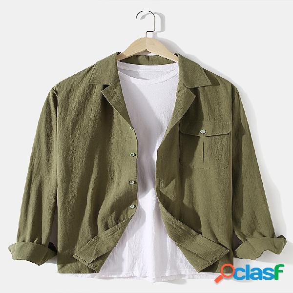 Camisas masculinas 100% algodão maciço de acampamento com