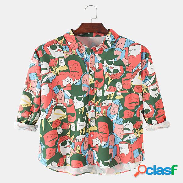 Camisas masculinas Allover Abstract Figura Impressão