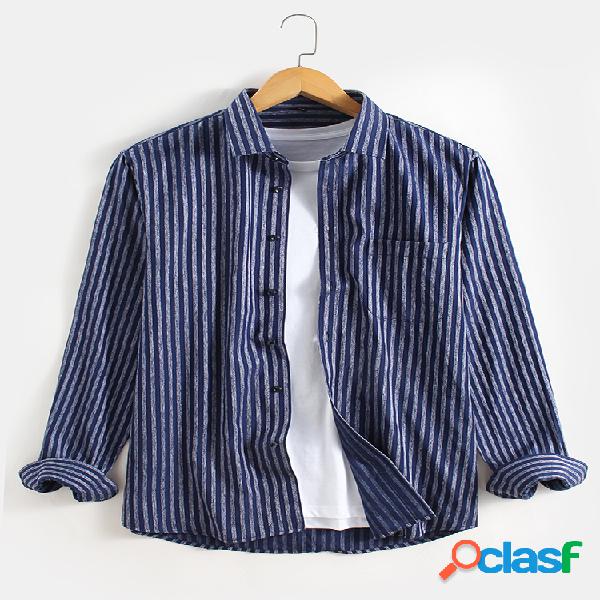 Camisas masculinas de manga comprida com listras verticais