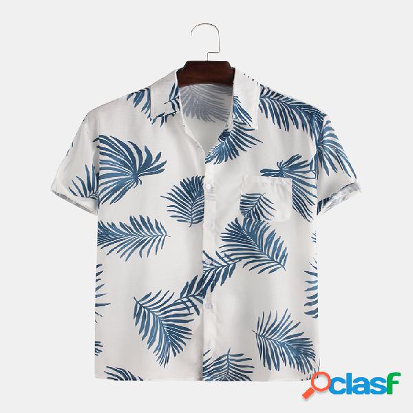 Camisas masculinas de manga curta Coco Folha estilo breve