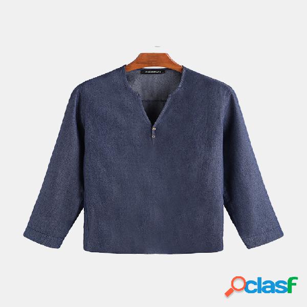 Camisas masculinas simples finas respiráveis manga comprida