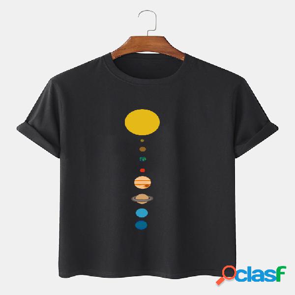Camiseta masculina 100% algodão Cartoon Planet Print
