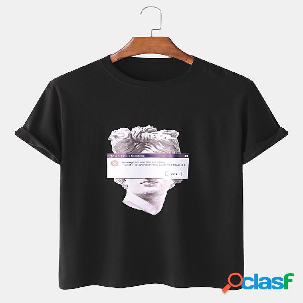 Camiseta masculina 100% algodão Michelangelo com impressão