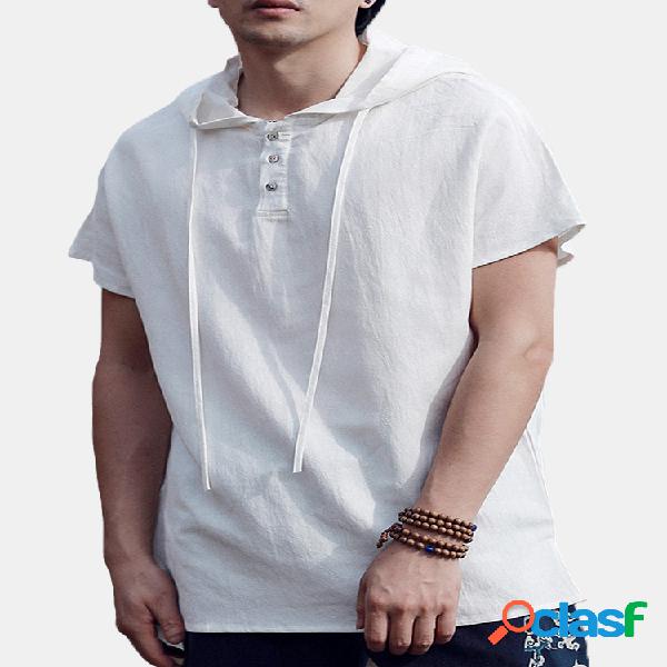 Camiseta masculina 100% algodão Soild casual diária com