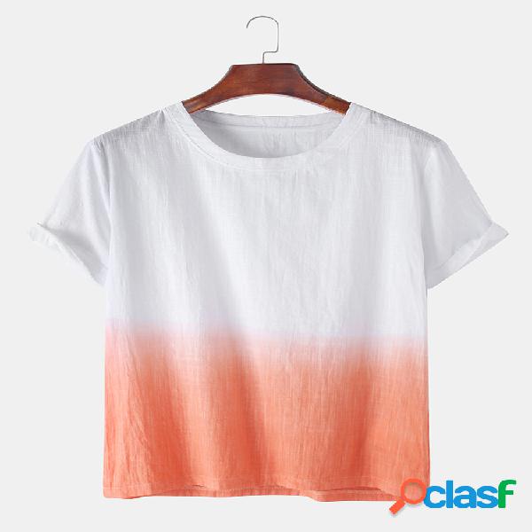 Camiseta masculina 100% algodão cor gradiente casual