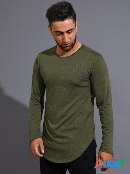 Camiseta masculina casual cor sólida confortável